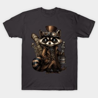 Cute Cartoon Steampunk Raccoon T-Shirt